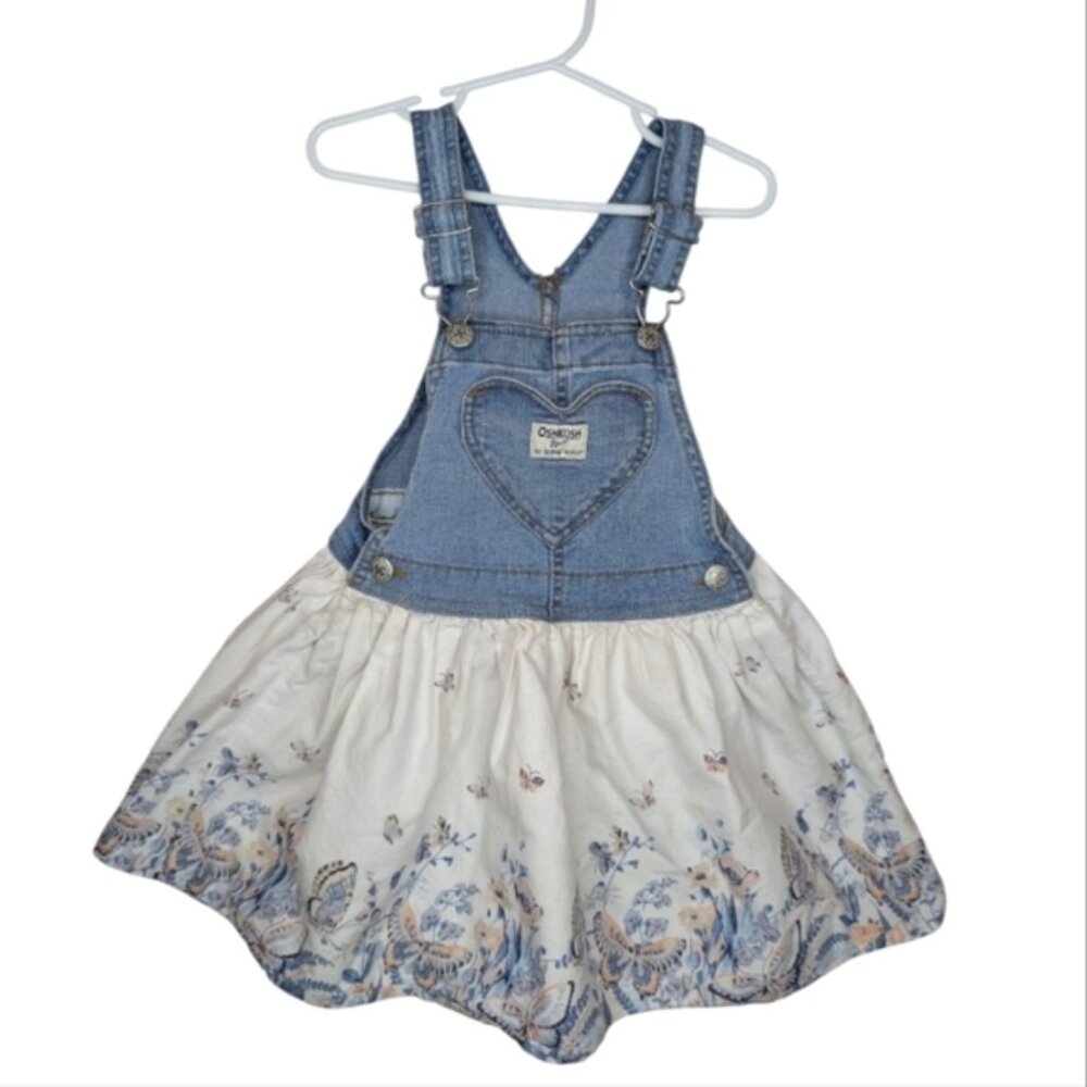 OshKosh Carters 4T Girl Denim Floral Heart Overall Dress Western